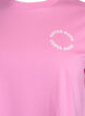 T-shirt en coton biologique avec motif de texte, Rose, Packshot image number 2