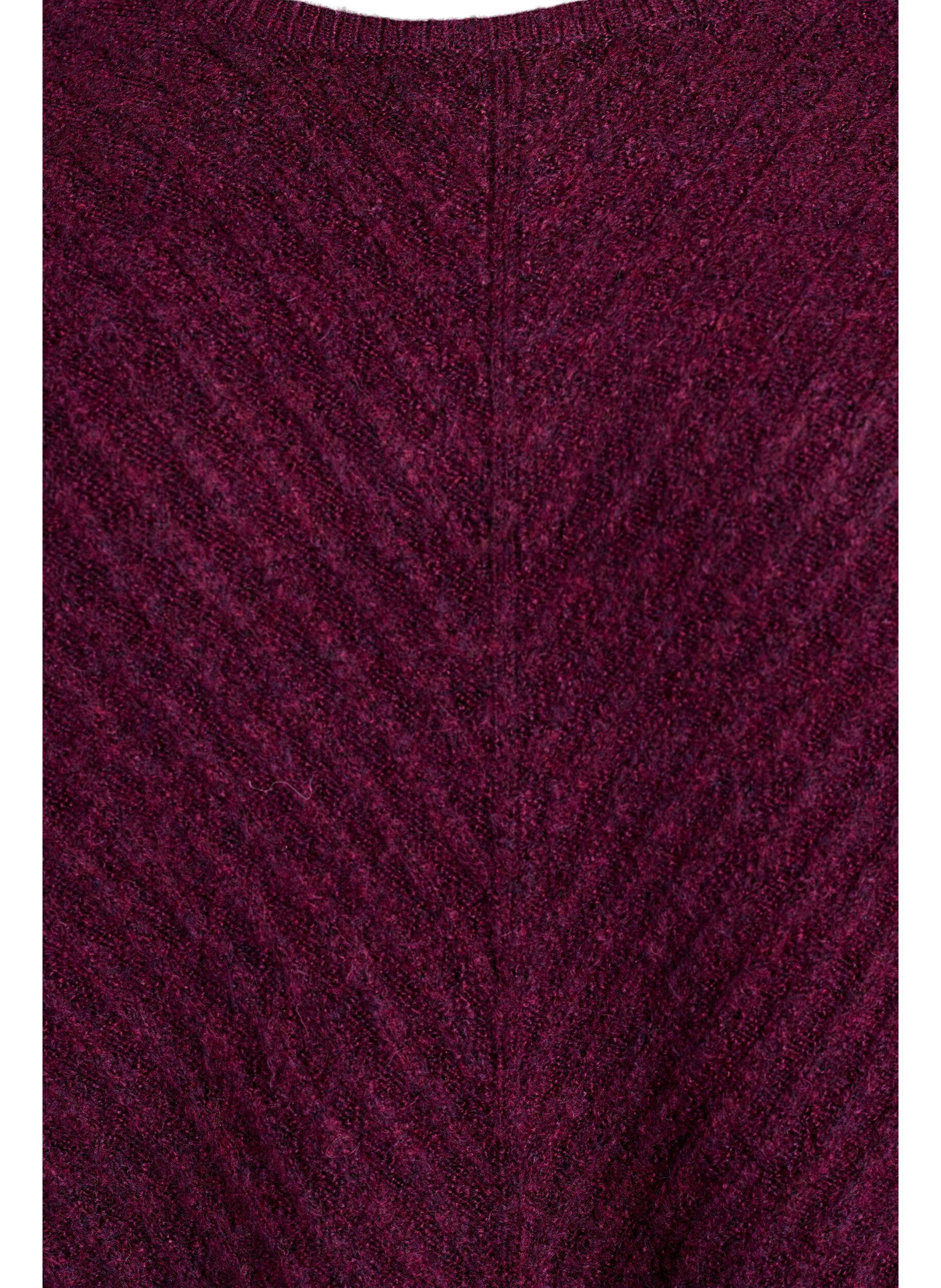 ZizziBlouse en maille avec motif c&ocirc;tel&eacute; en V et fentes, Violet, Packshot image number 2