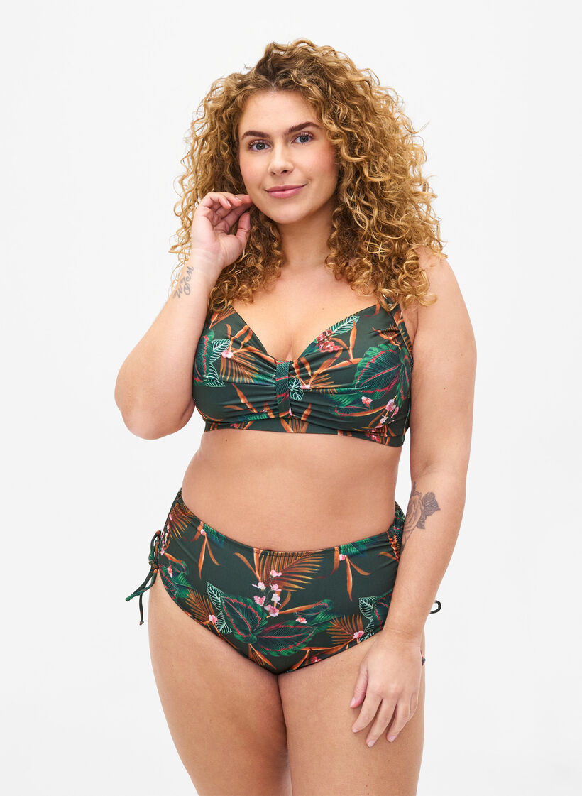 Bas de bikini à motifs, Boheme Palm Aop , Model image number 0