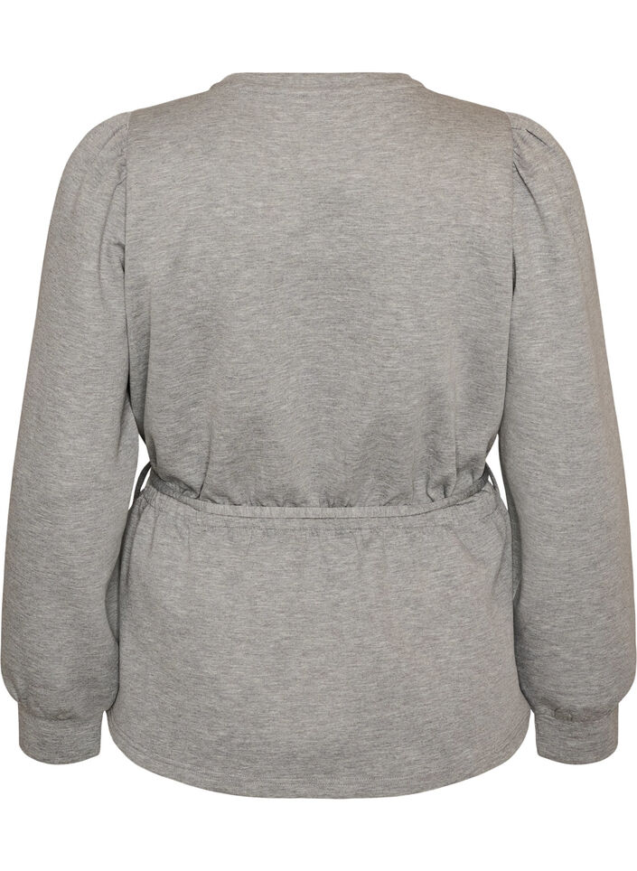 Blouse avec lien &agrave; nouer et manches bouffantes, Gris, Packshot image number 1