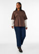 T-shirt ample avec manches longues en dentelle, Marron, Model image number 1