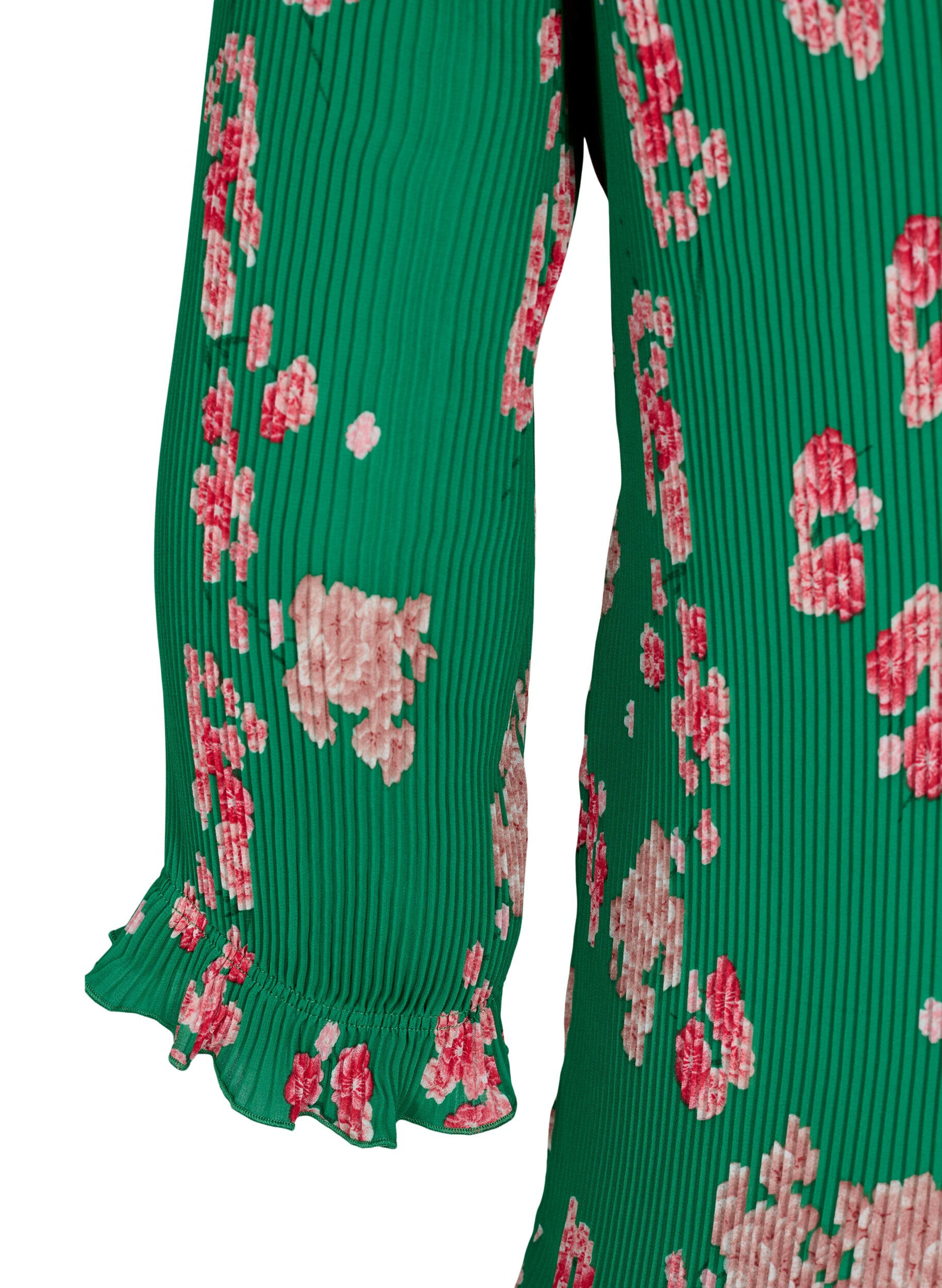 Zizzi Blouse pliss&eacute;e &agrave; manches 3/4, Jolly Green Flower, Packshot image number 3