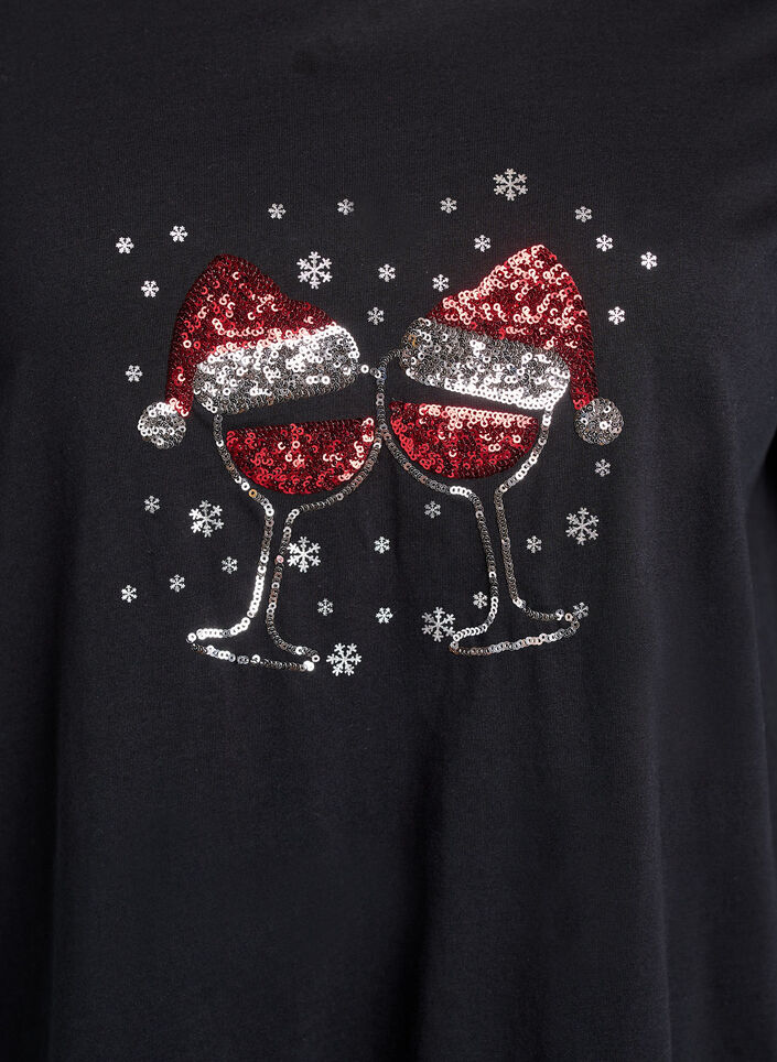 T-shirt de No&euml;l en coton bio, Noir, Packshot image number 2