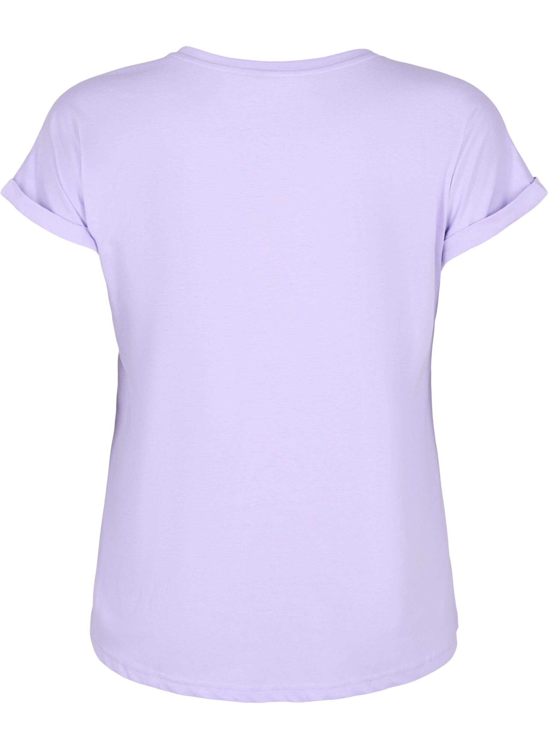 Zizzi T-shirt &agrave; manches courtes en coton m&eacute;lang&eacute;, Violet, Packshot image number 1