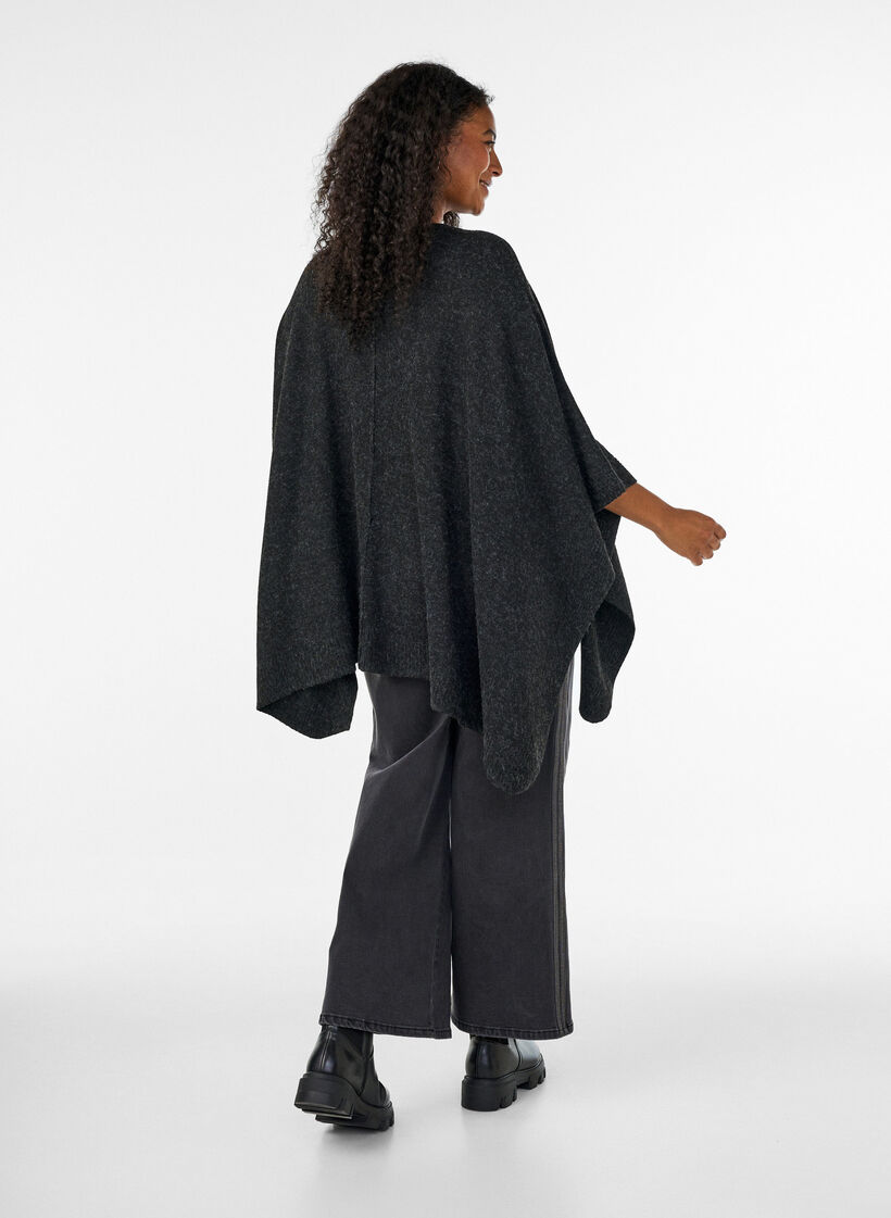 Poncho en maille &agrave; col rond, Gris anthracite, Model image number 2