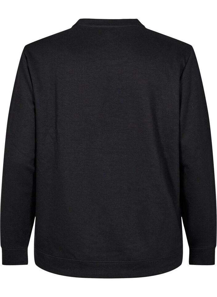 Sweat-shirt &agrave; col ras du cou, Noir, Packshot image number 1
