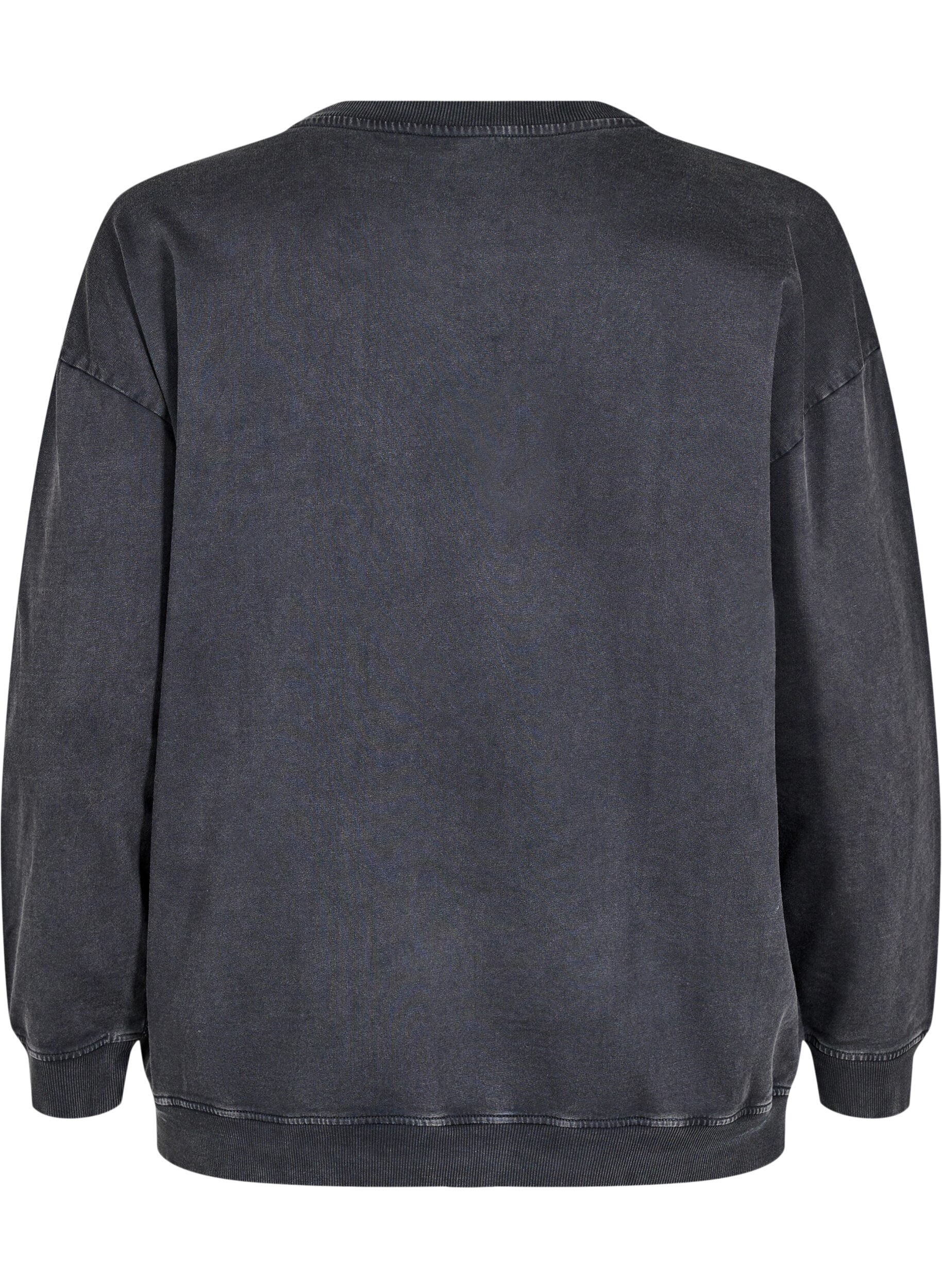 Zizzi Sweat-shirt ample &agrave; l'aspect d&eacute;lav&eacute;, Gris, Packshot image number 1