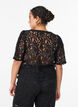 Blouse en dentelle &agrave; manches courtes et col V, Noir, Model image number 2