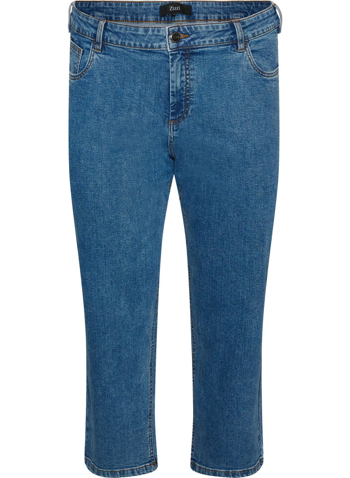 Vera jeans cropped &agrave; coupe droite, Bleu, Packshot image number 0
