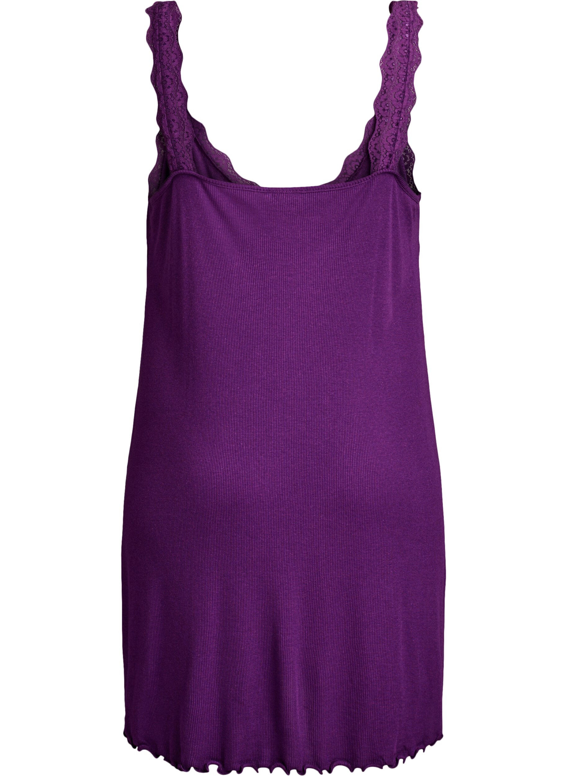 Zizzi Chemise de nuit avec ourlet en dentelle, Violet, Packshot image number 1