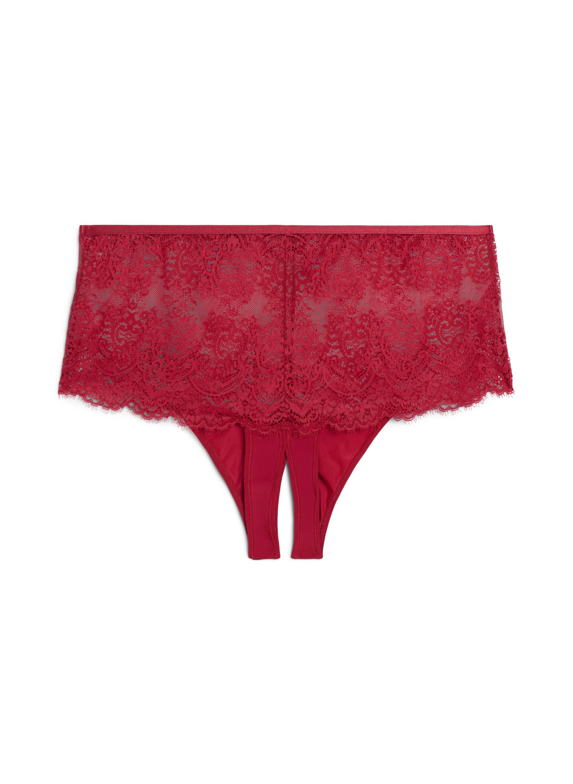 Zizzi Thong hipster en dentelle avec une ouverture en bas, Rouge, Packshot image number 1