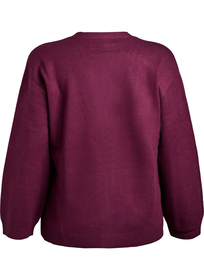 Cardigan avec col en V et manches larges, Bordeaux foncé, Packshot