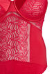 Body avec d&eacute;tails en dentelle et satin, Rouge, Packshot image number 2