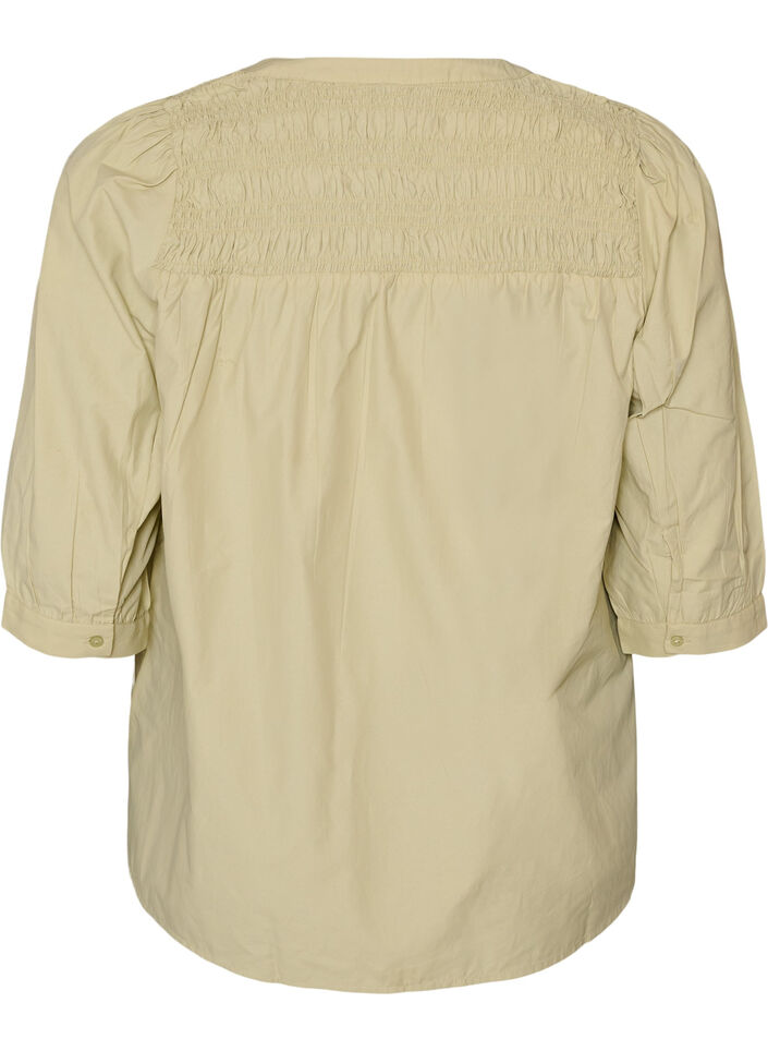 Blouse avec smock et manches 3/4, Vert clair, Packshot image number 1