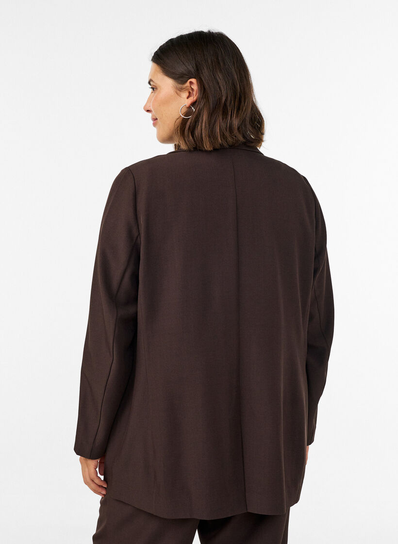 Blazer avec poches et fentes, Marron, Model image number 2