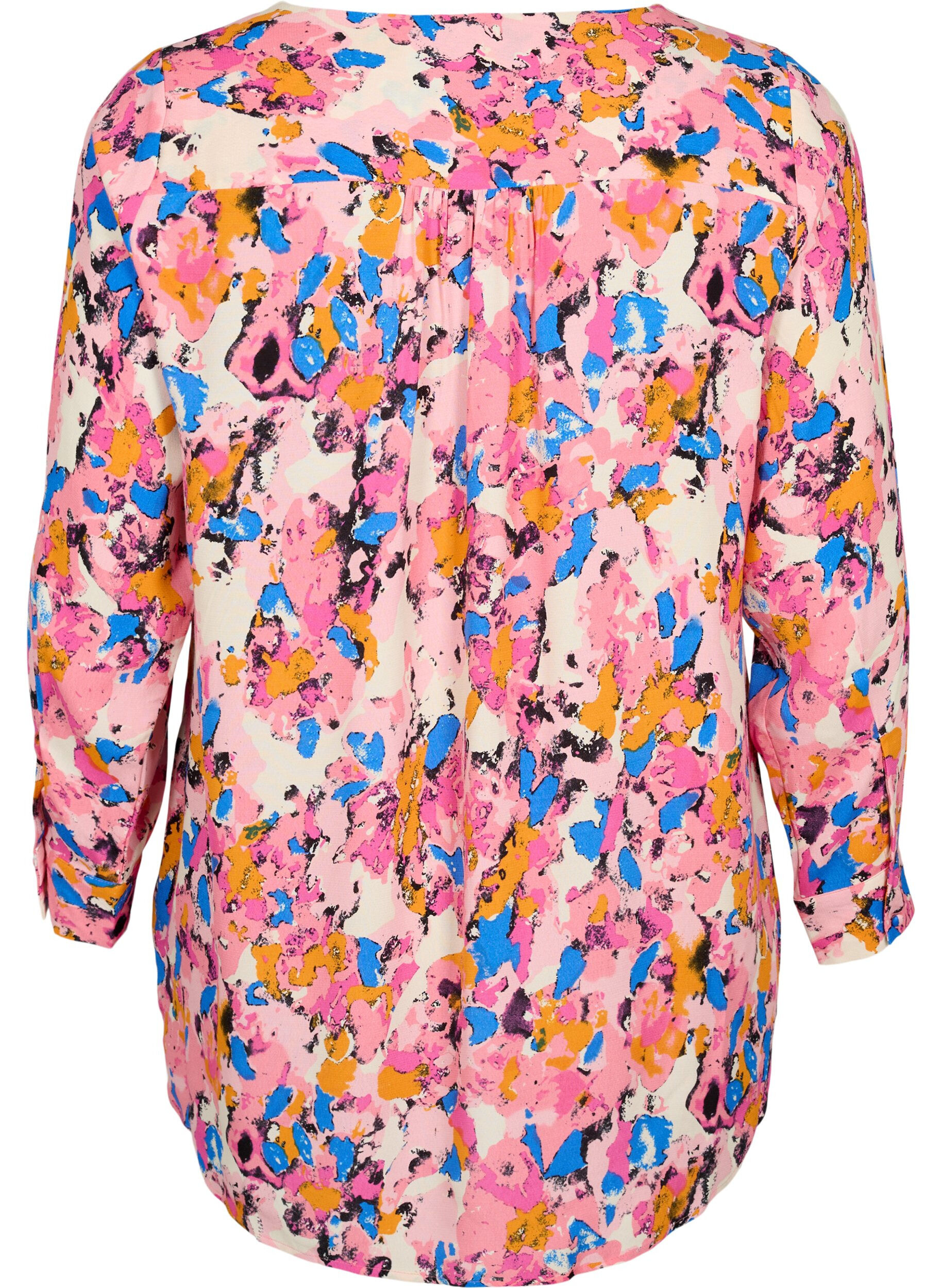Zizzi Chemise longue imprim&eacute;e en viscose, Rosebloom GraphicAOP, Packshot image number 1