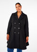 Manteau en laine coupe A avec poches, Noir, Model image number 0