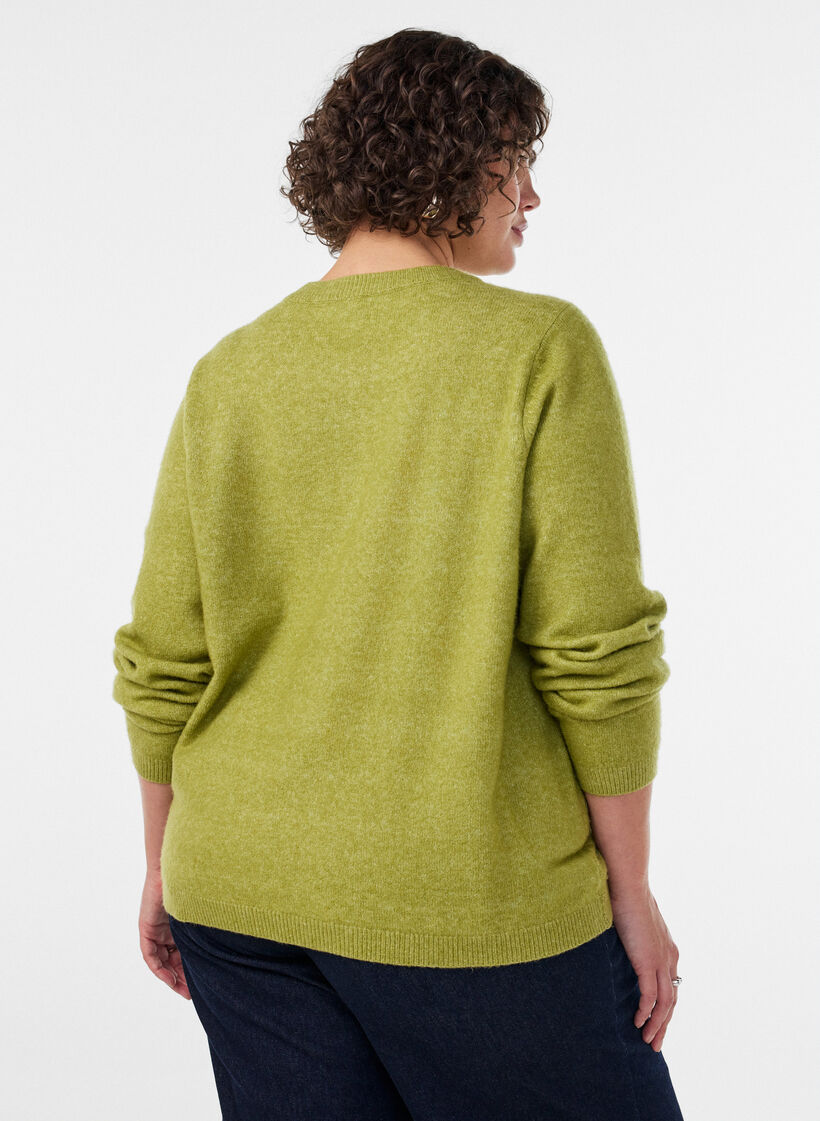 Cardigan avec boutons et devant arrondi, Vert clair, Model image number 2