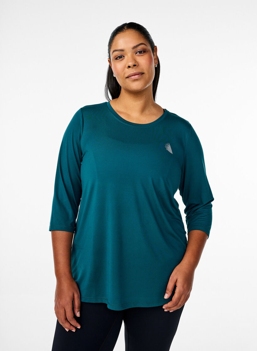 Blouse d'entra&icirc;nement &agrave; manches 3/4, Vert, Model image number 0