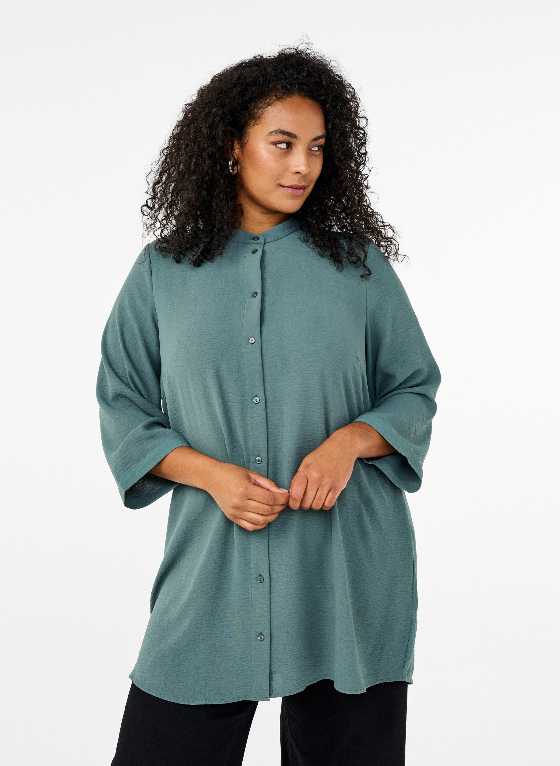 Tunique avec manches 3/4, Vert fonc&eacute;, Model