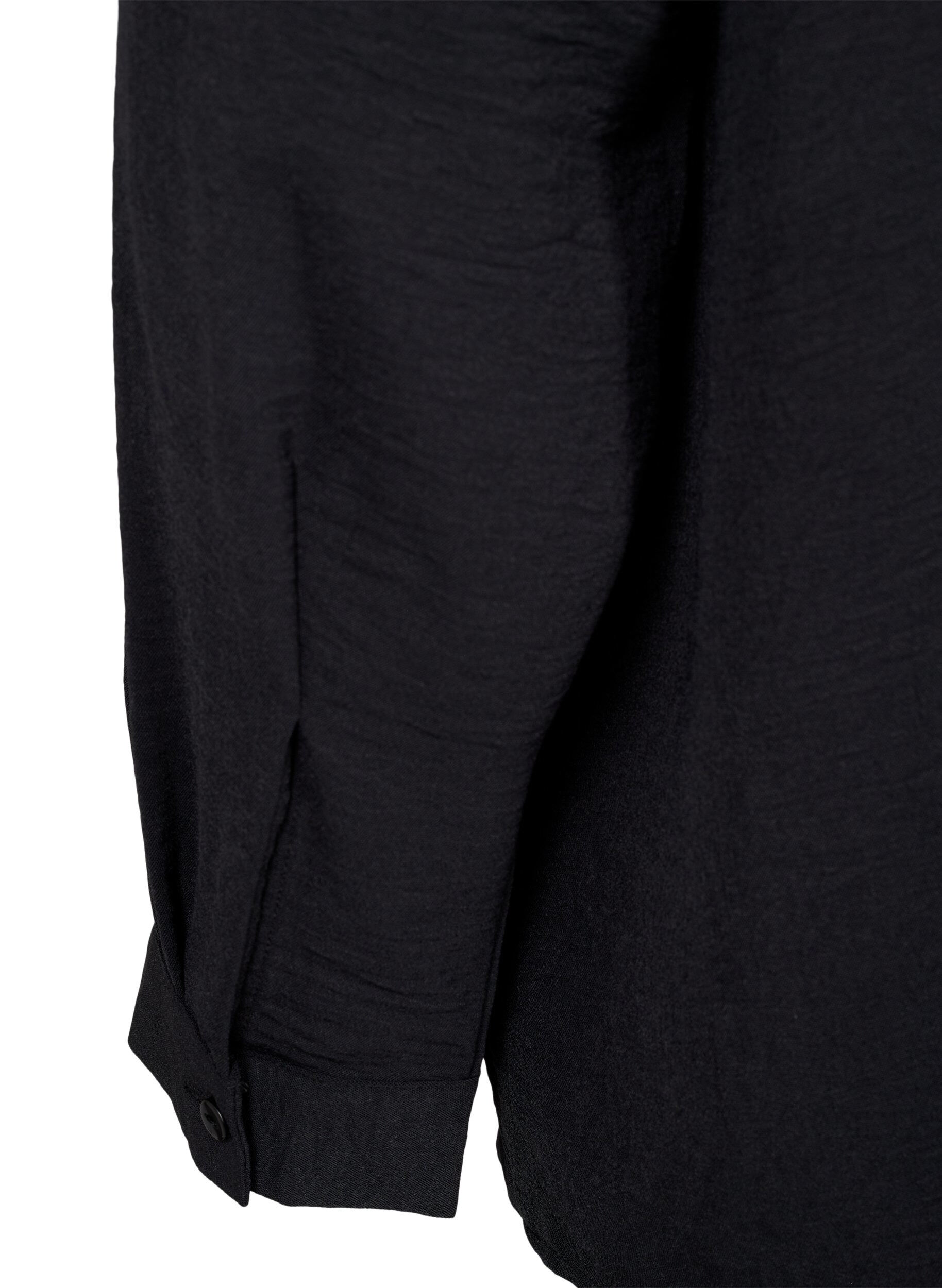 Zizzi Chemisier &agrave; manches longues avec col en V, Black, Packshot image number 3