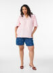 Blouse en mousseline de coton avec broderie anglaise et manches 1/2, Rose, Model image number 1