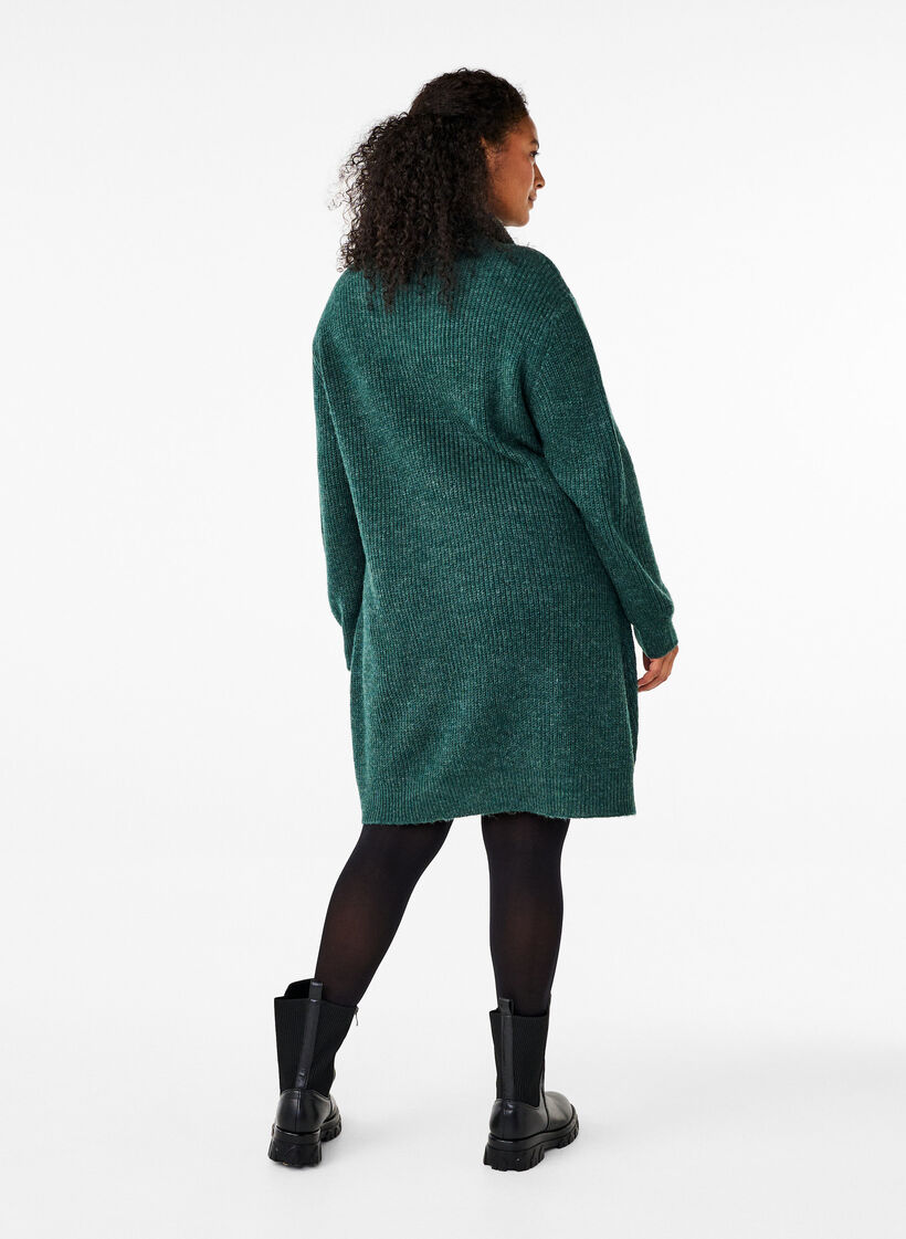 FLASH - Robe en tricot avec col montant, Sea Moss Mel., Model image number 1