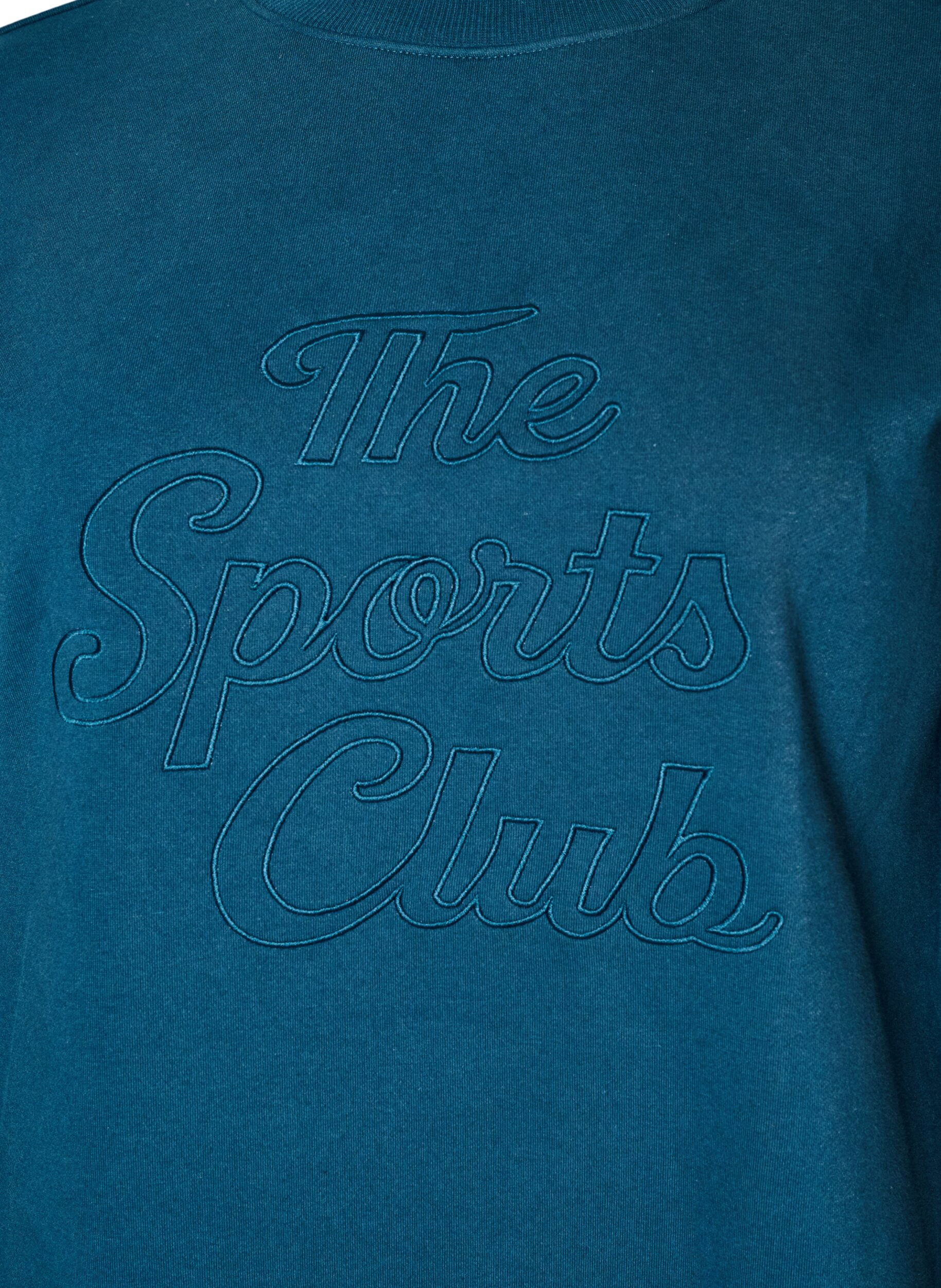 ZizziSweat-shirt long &agrave; col montant et texte brod&eacute;, Bleu, Packshot image number 2