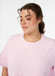 T-shirt en jersey de coton gaufr&eacute;, Rose, Model image number 3
