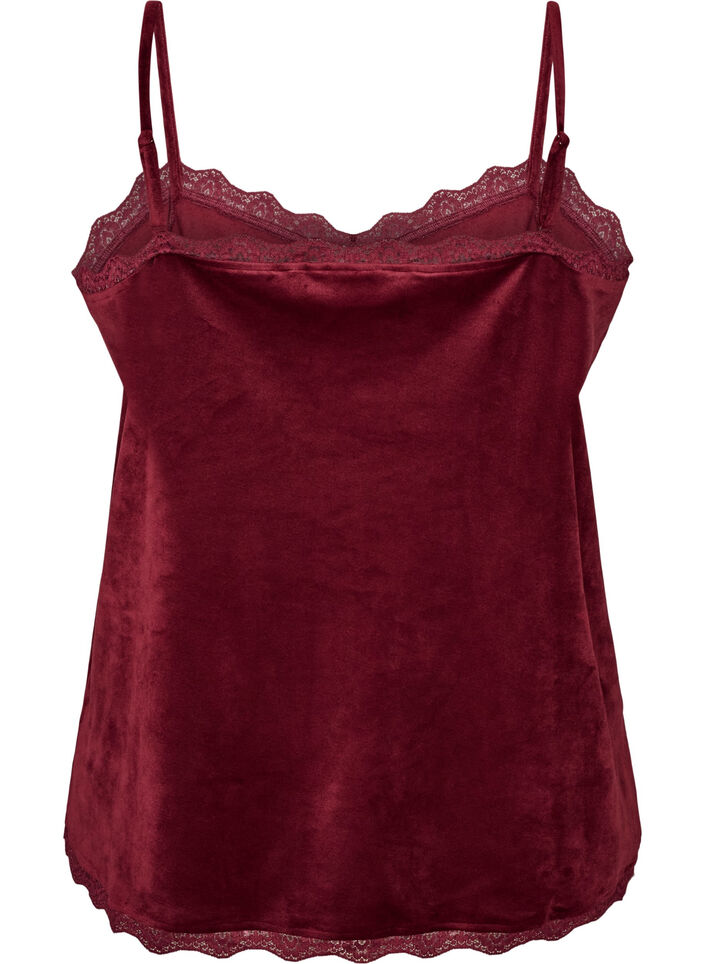 Top en velours avec bordure en dentelle, Bordeaux, Packshot image number 1
