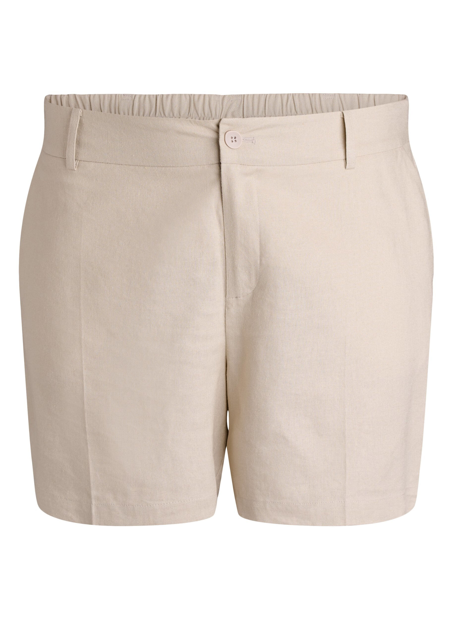Zizzi Bermuda taille haute en lin et viscose, Beige, Packshot image number 0