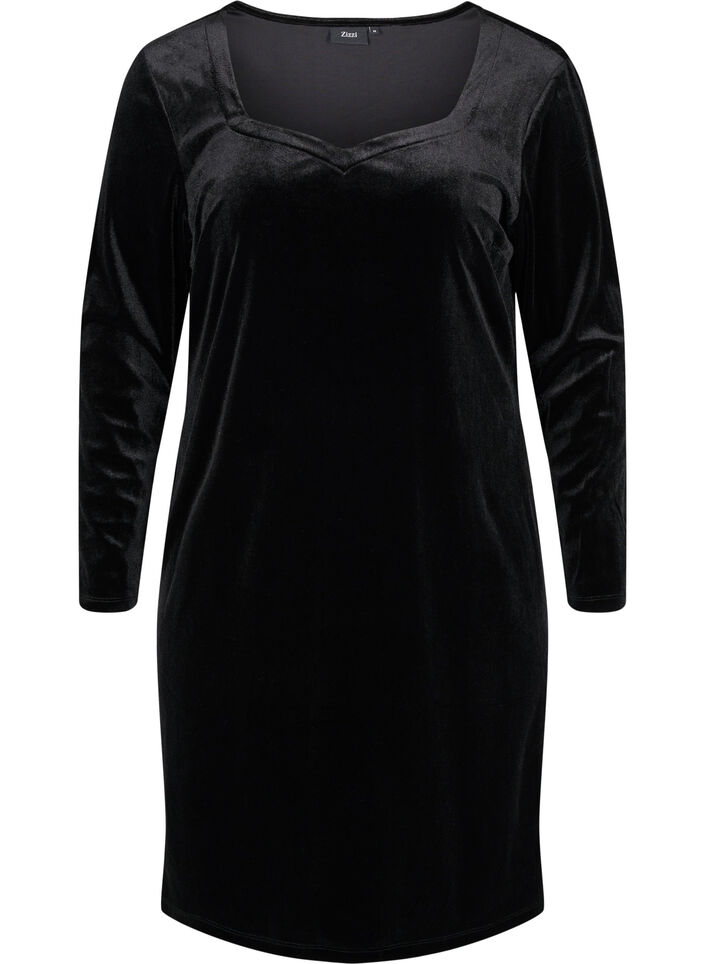 Robe en velours à manches longues, Black, Packshot image number 0