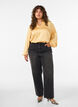 Blouse avec col de chemise et col en V, Jaune clair, Model image number 1