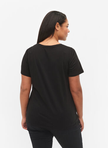 T-shirt en coton avec impression sur le devant, Black LOS ANGELES, Model image number 1