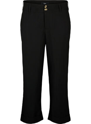 Pantalon taille haute avec pliage, Black, Packshot image number 0