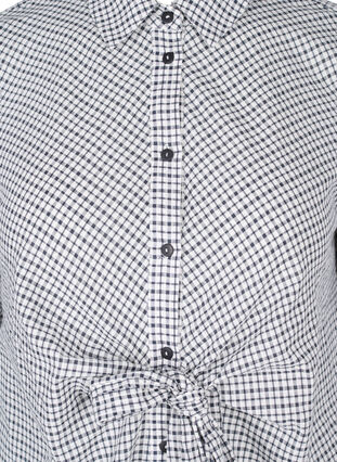 Tunique chemise à carreaux avec lien à nouer, Black/White Check, Packshot image number 2