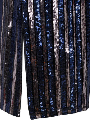 Robe à paillettes à manches courtes avec fente, Evening Blue Stripe , Packshot image number 3