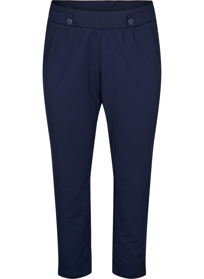Pantalon avec poches et boutons fantaisie, Bleu, Packshot image number 0