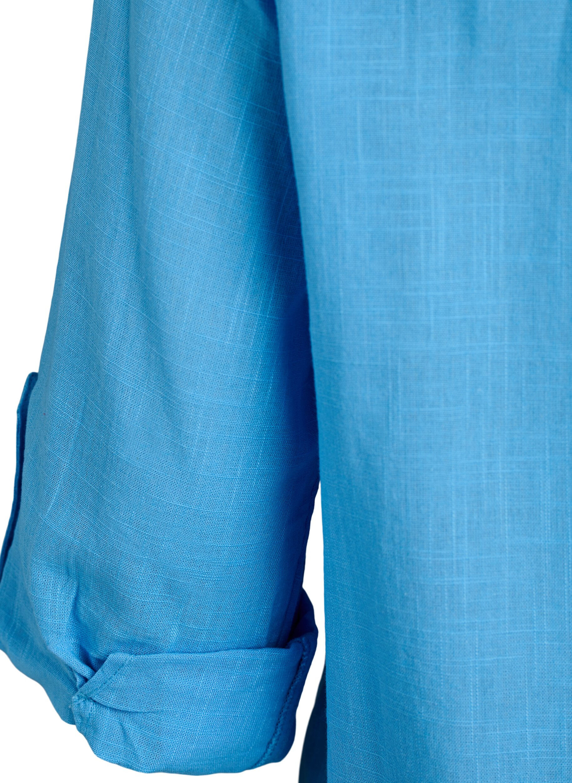 ZizziChemisier en coton avec col en V, Bleu, Packshot image number 3