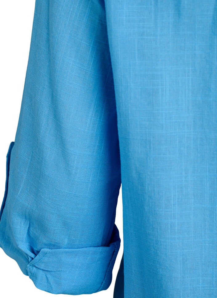 Chemisier en coton avec col en V, Bleu, Packshot image number 3
