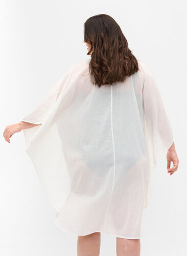 Robe de plage en coton avec fermeture à boutons, Bright White, Model image number 1