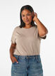 T-shirt ray&eacute; en viscose avec un col rond, Beige, Model image number 0