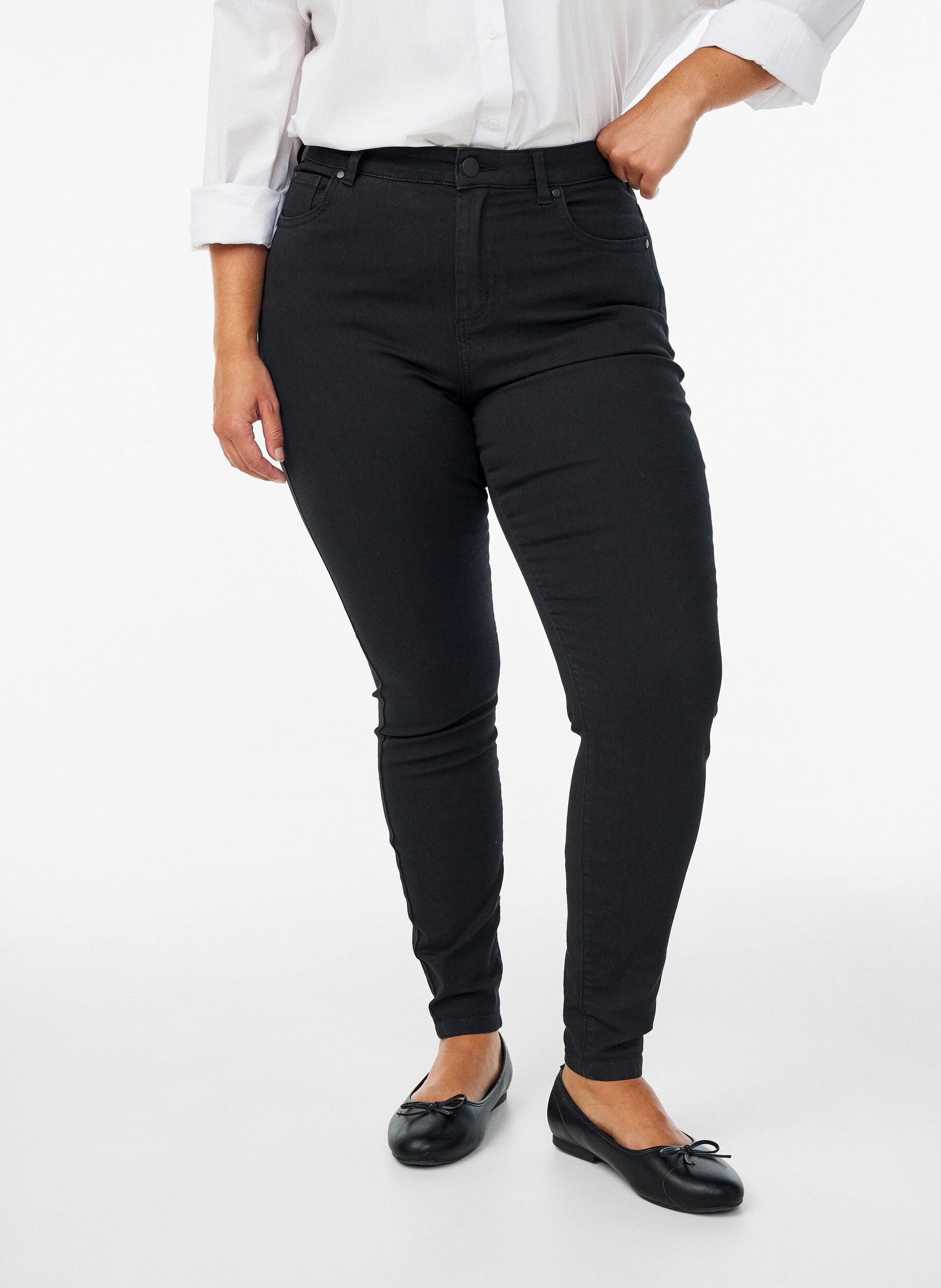 ZizziJean Amy taille haute coupe super slim, Noir, Model image number 2