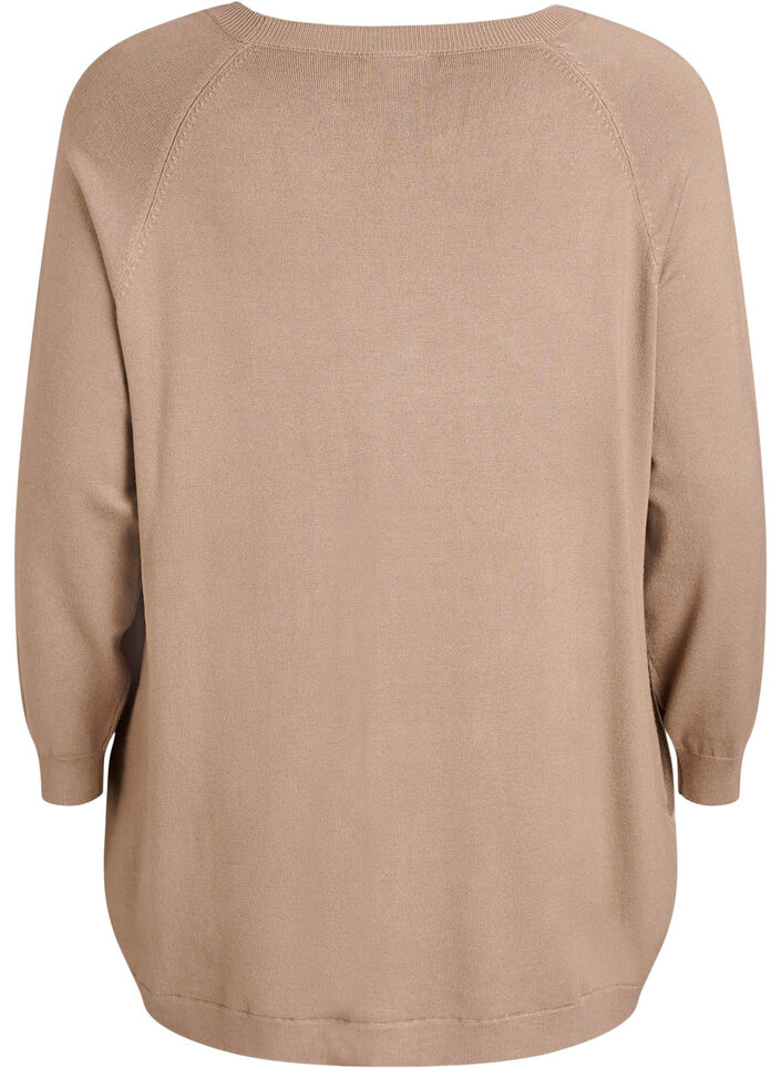 Blouse en maille avec boutons sur le c&ocirc;t&eacute;, Beige, Packshot image number 1