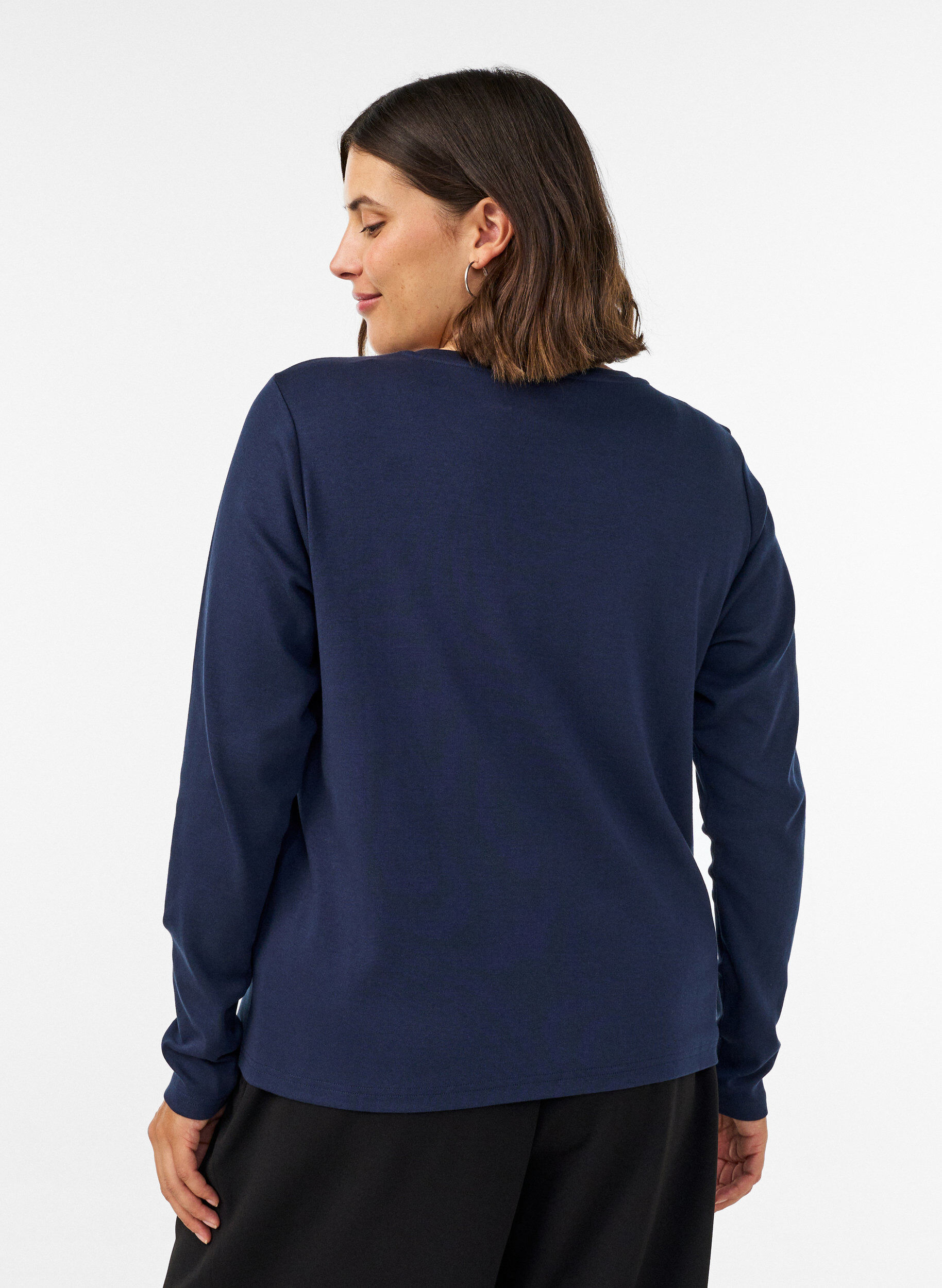 ZizziT-shirt basique &agrave; manches longues et col rond, Bleu, Model image number 2