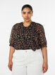 Blouse &agrave; imprim&eacute; floral et col V, Noir, Model image number 0