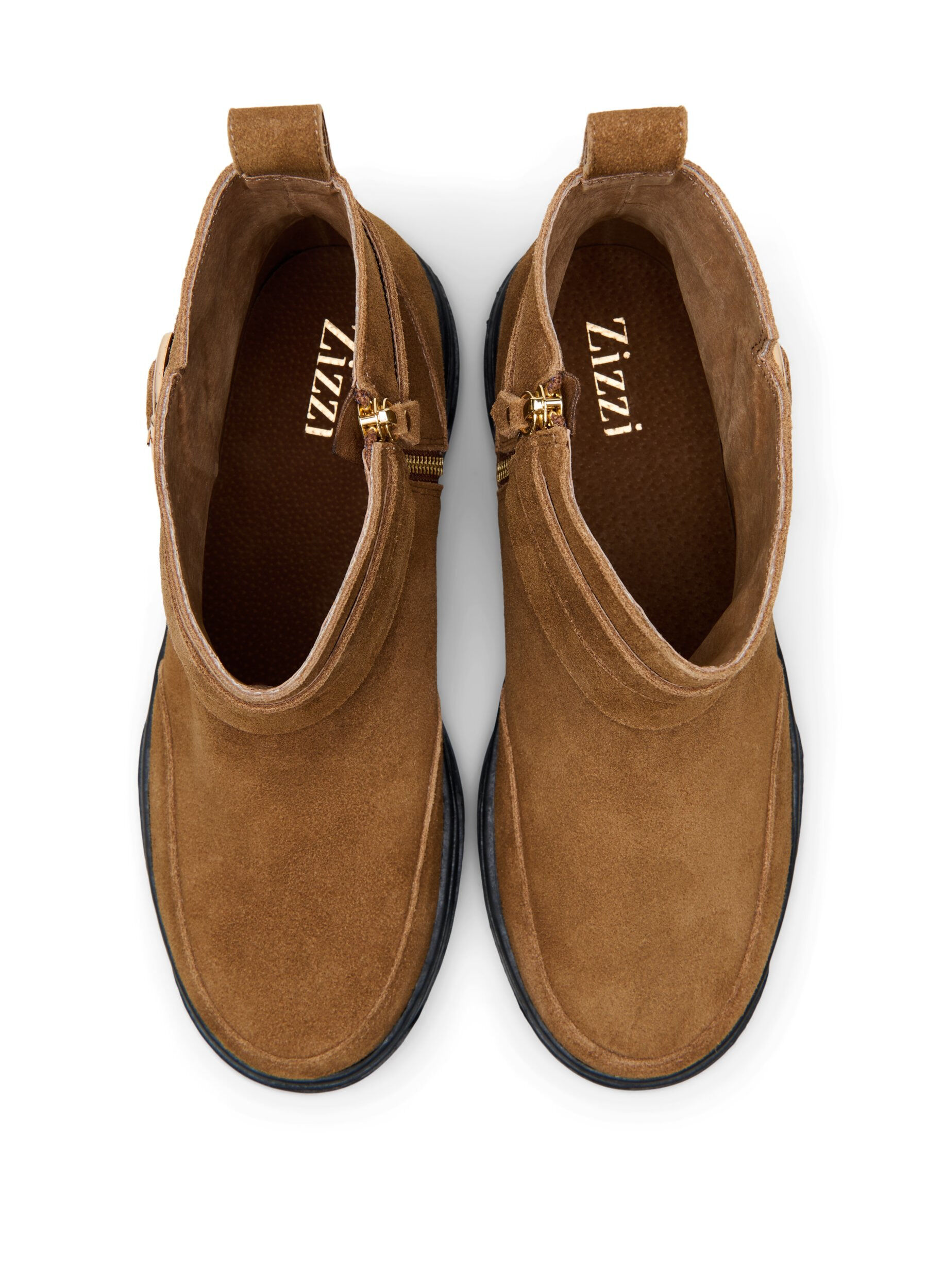 Zizzi Bottines coupe large en daim, Tobacco Brown, Packshot image number 2