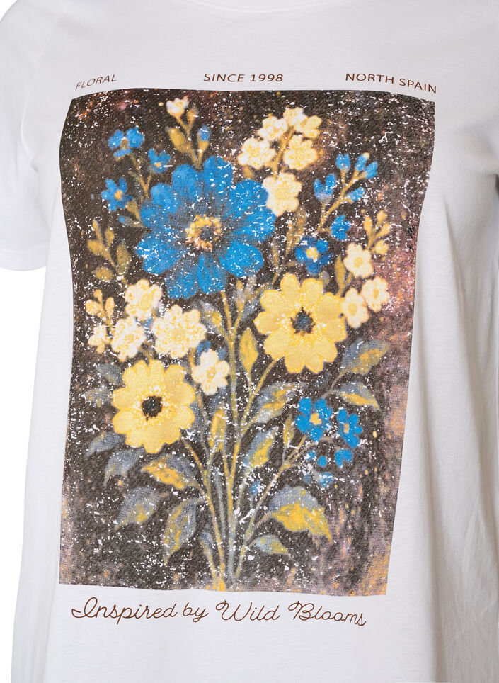 T-shirt en coton avec imprim&eacute; devant, Blanc, Packshot image number 2