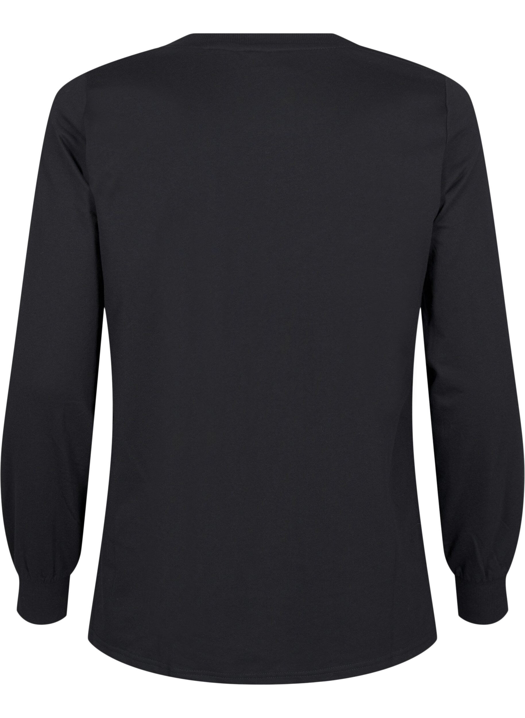Zizzi Sweatshirt avec ornements en dentelle, Black, Packshot image number 1