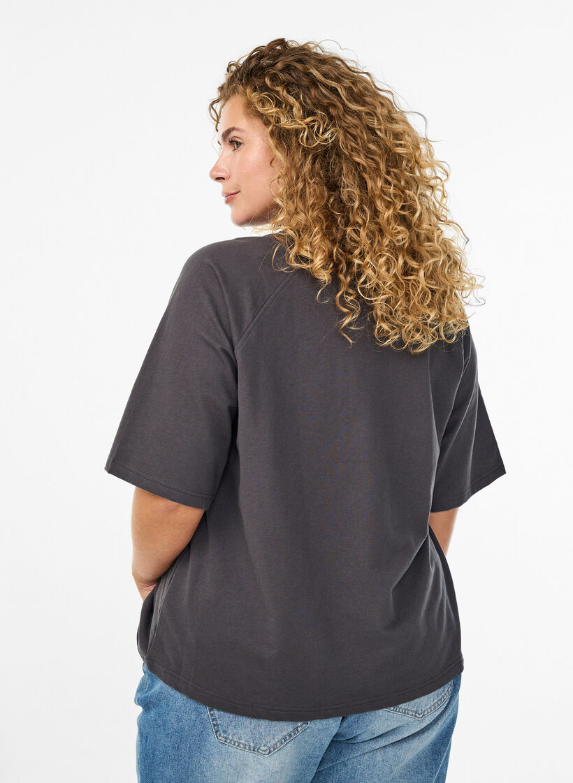 Blouse en jersey avec manches raglan 3/4, Gris anthracite, Model image number 2